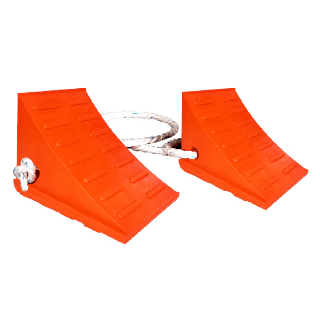 WC-UO600-2R – DRIVER IND. Wheel Chock, Orange Polyurethane Set Of 2 Tire Diameter Up To 46 Inch 25 Ton Maximum Capaci...